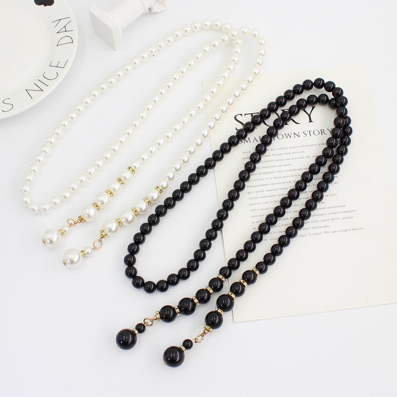 White Black Pearl Waist Chain for Women