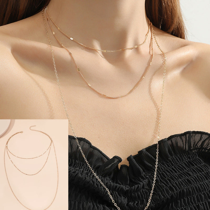 Triple Layers Thin Chain Necklace