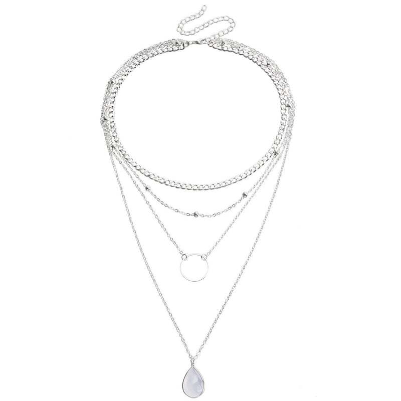Water Drop Stone Circle Fashion Pendant Necklace