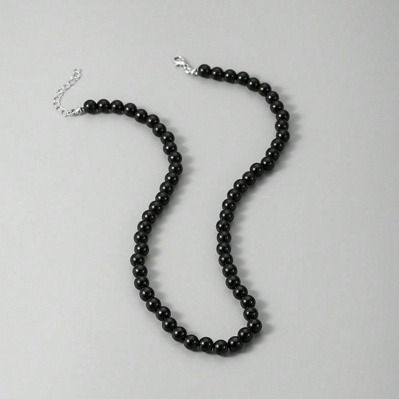 Retro 8MM Black Pearl Necklace