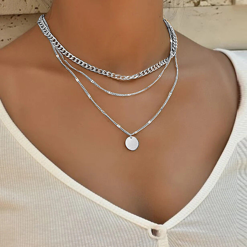 Multi Layer Round Coin Pendant Necklace