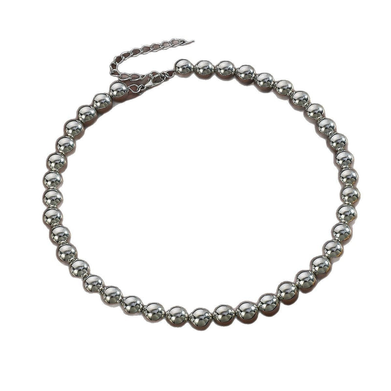 Geometric Round Metallic Beads Choker Necklace Jewelry Set