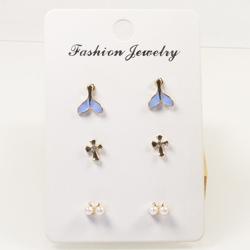 Enamel Mermaid stud earrings set