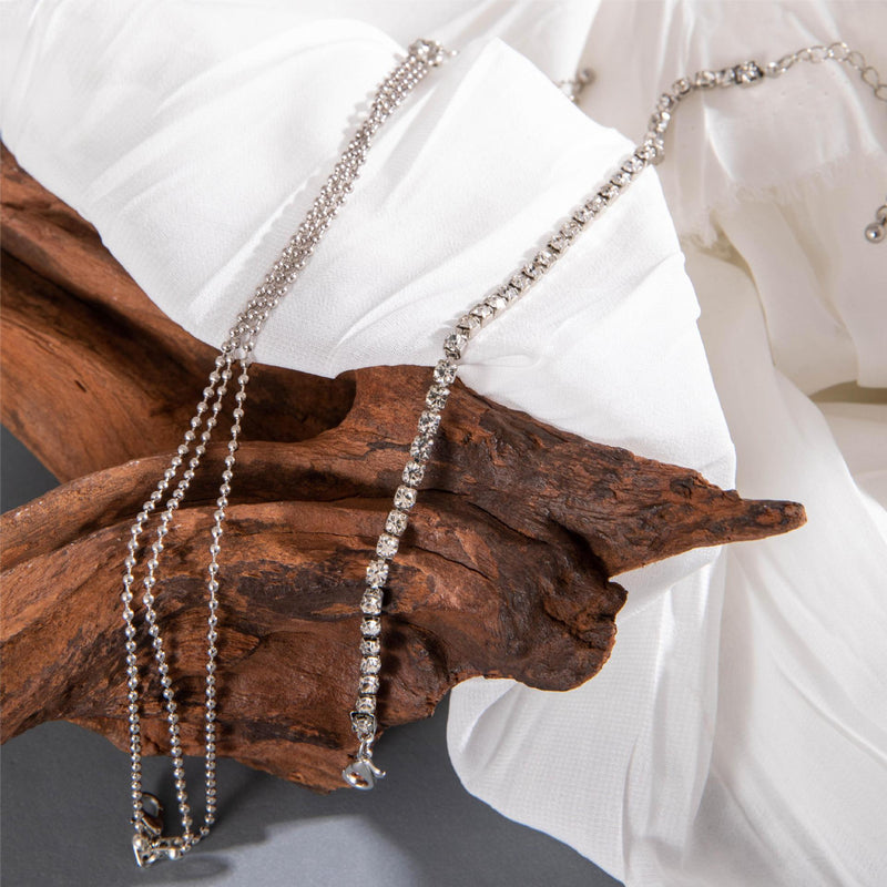 Boho Layered Crystal Anklets Rhinestone Ankle Bracelets Chain