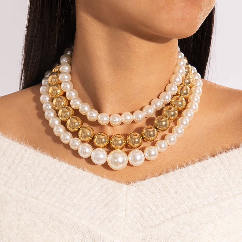 Imitation Pearl Multi-layer Beaded Necklace
