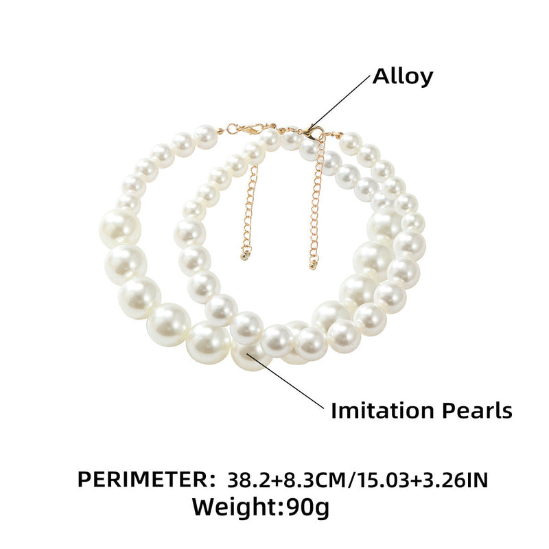 Women Elegant Double Layered Baroque Pearl Choker Necklace