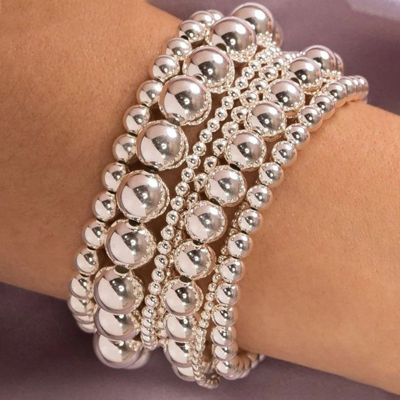 Metallic round beads layer bracelet
