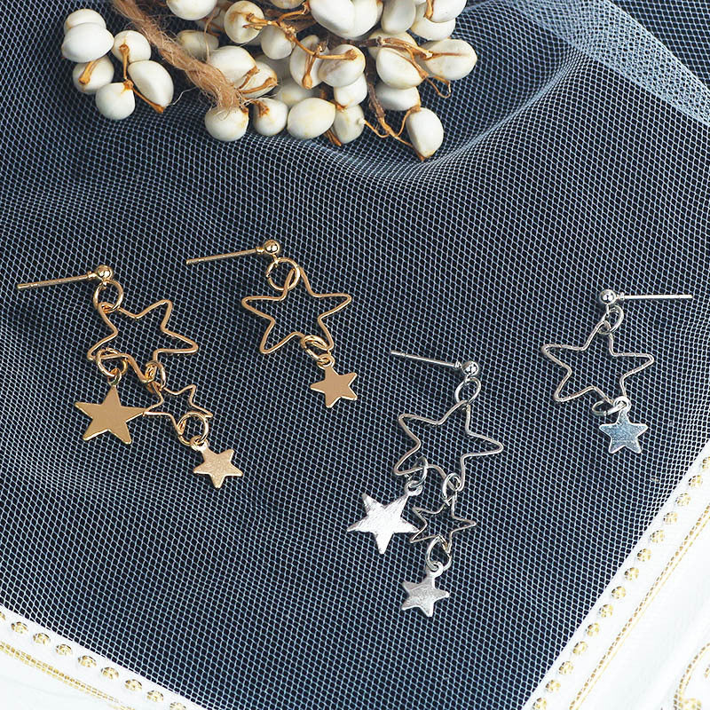 Hollow Pentagram Star Stud Earrings