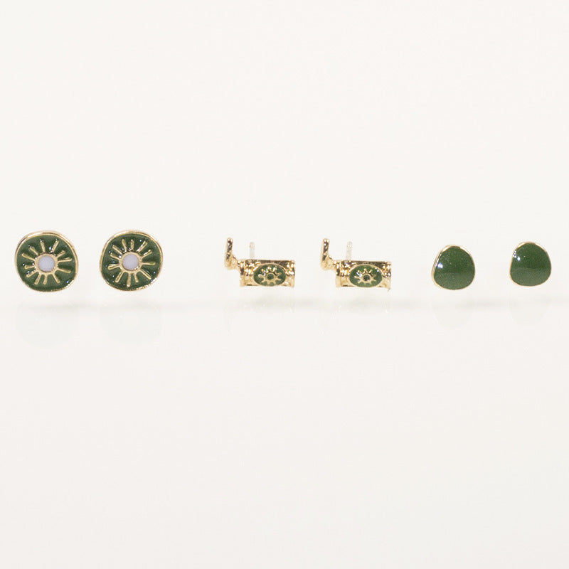 Summer cocktail Kiwi stud earrings set