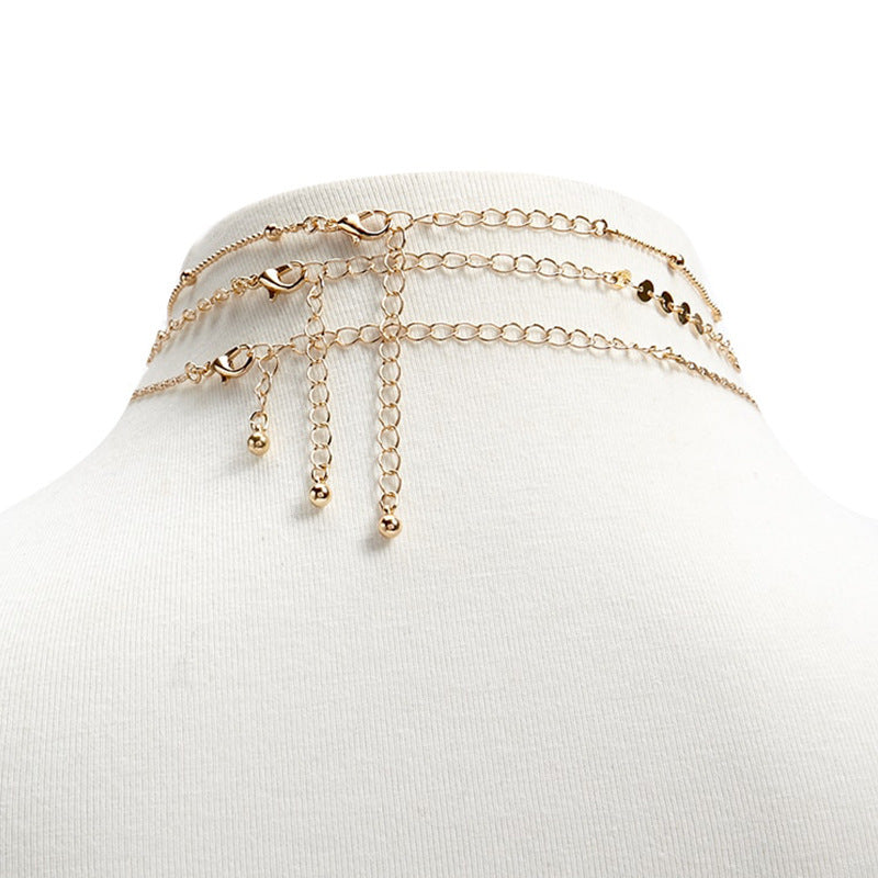 Multiple Bead Chain Choker Necklace for Women