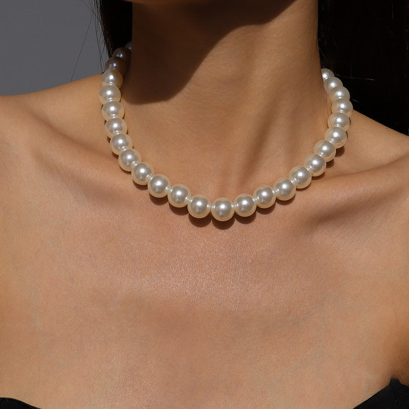 Big Pearl Beaded Choker Necklaces Collar for Women