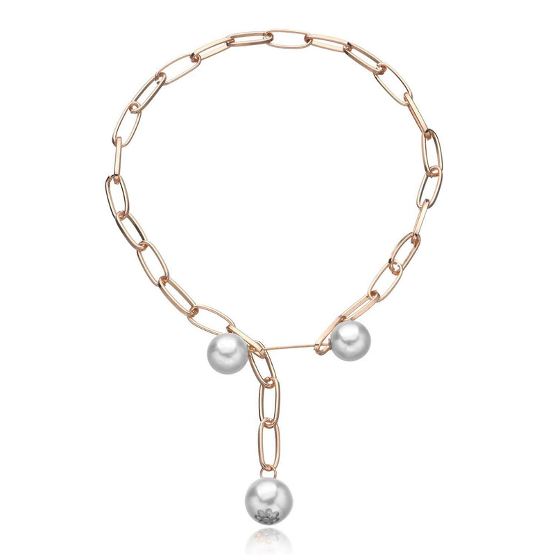 Exaggerated Brooch Pearl Pendant Multi Layer Necklace