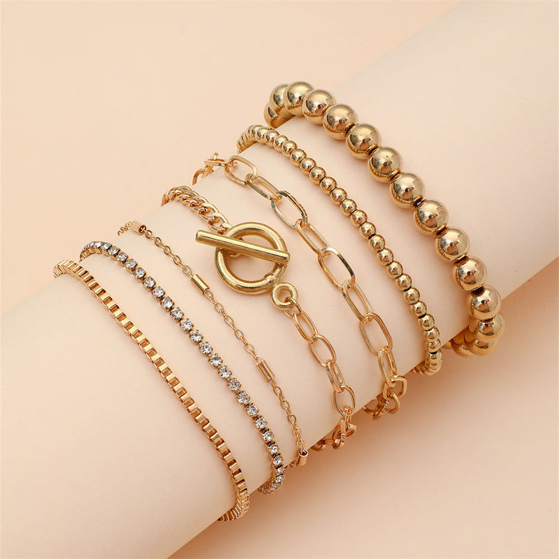 Multi-layer Rhinestone Chain Geometric Hollow Bracelet Set