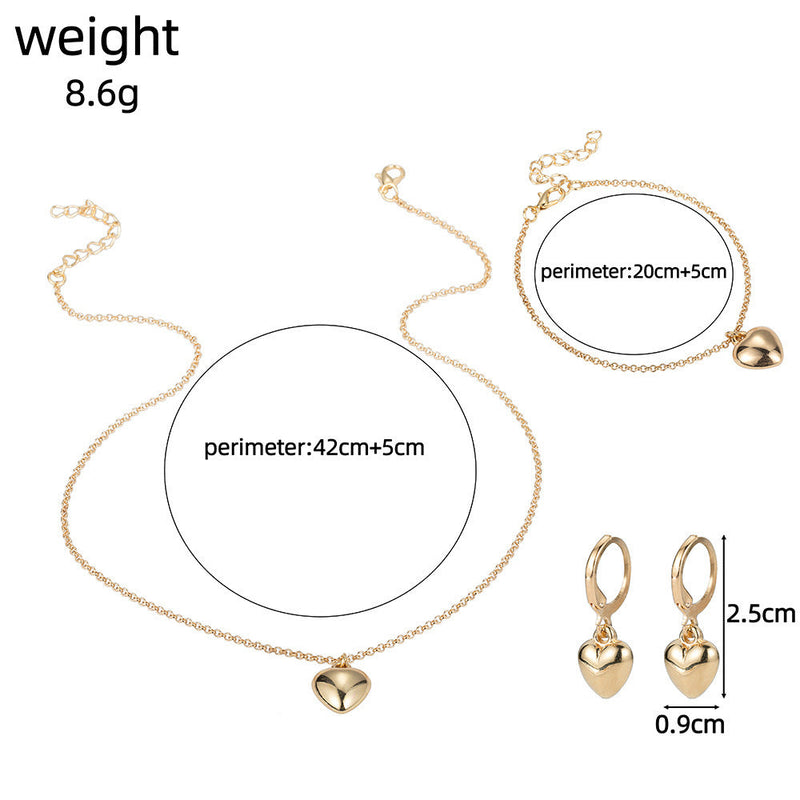 Heart Earrings Necklaces Jewelry Set