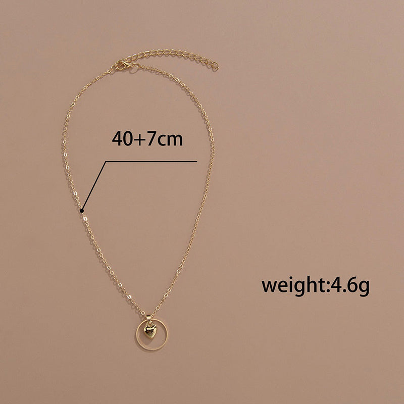 Circle Heart Charm Necklace