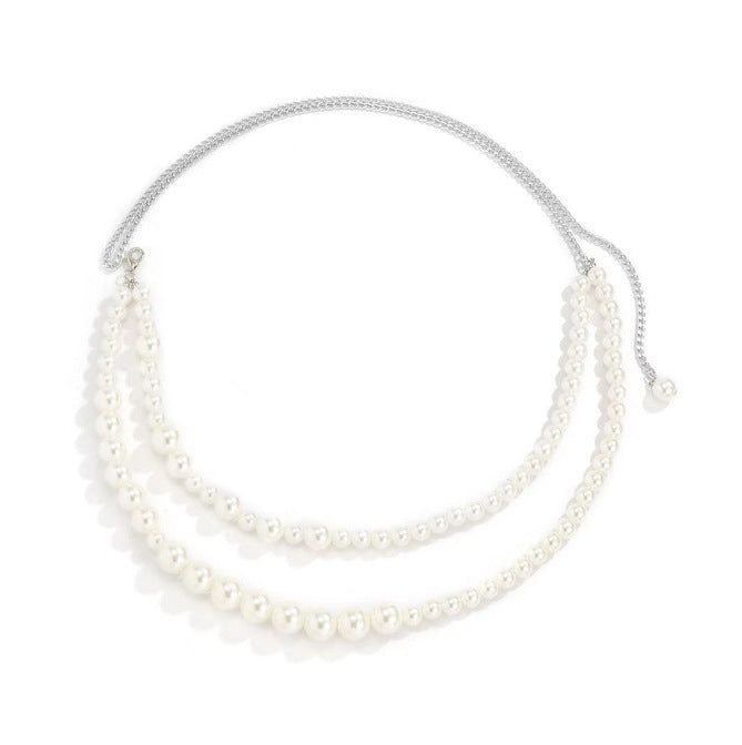 Sexy Body Chain Double-Layer Imitation Pearl Waist Chain