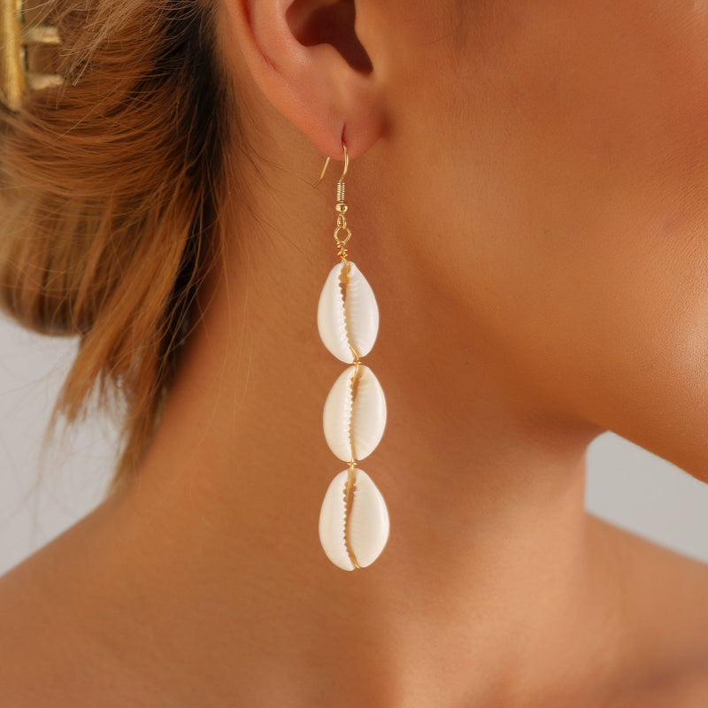 Summer Beach Holiday Natural White Shell Earrings