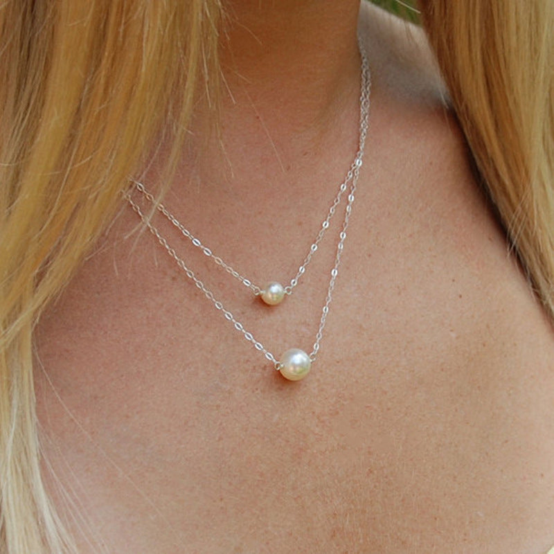 Bead Pearl Double-layer Necklace