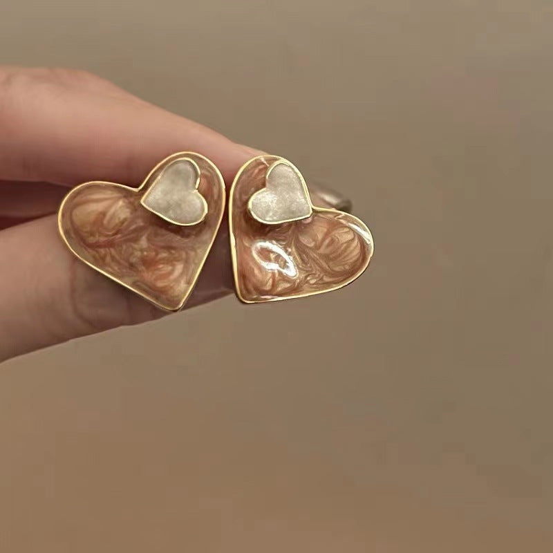 Sweet Enamel Blue Heart Earrings