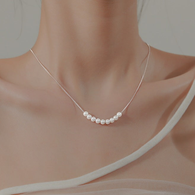 Pearl Pendant Wire Chain Necklace