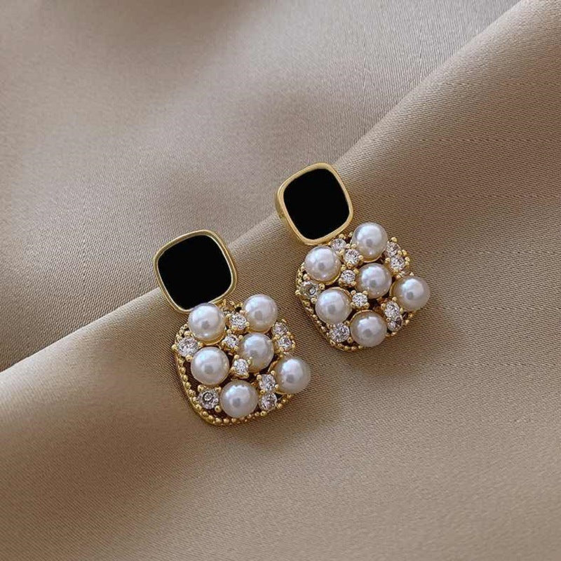 Rhinestone Pearl Stud Earrings for Women