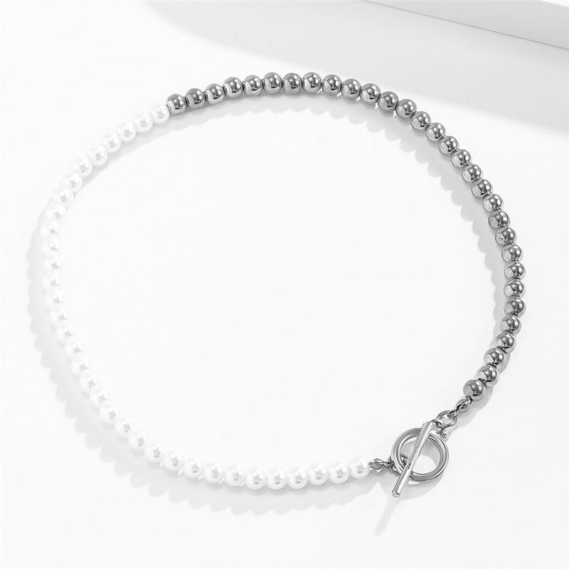 Beads Pearl OT Buckle Necklace