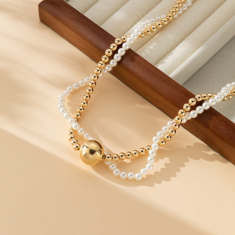 Punk CCB Large Round Bead Pendant Necklace