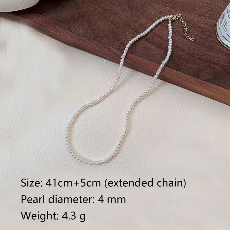 Extended Chain 8mm Pearl Necklace Chain Length 40-45cm