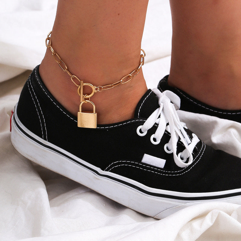 Lock Charm Paper clip Chains Foot Bracelet