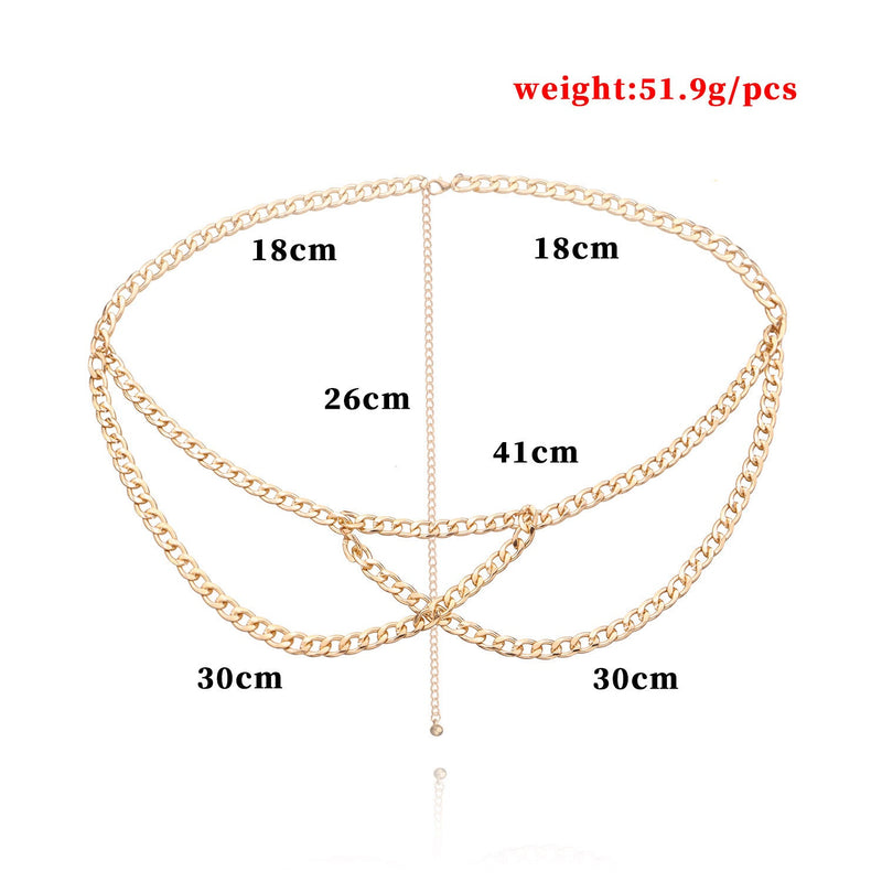 Women Simple Body Jewelry Multi-Layered Chain Body Belt Chain