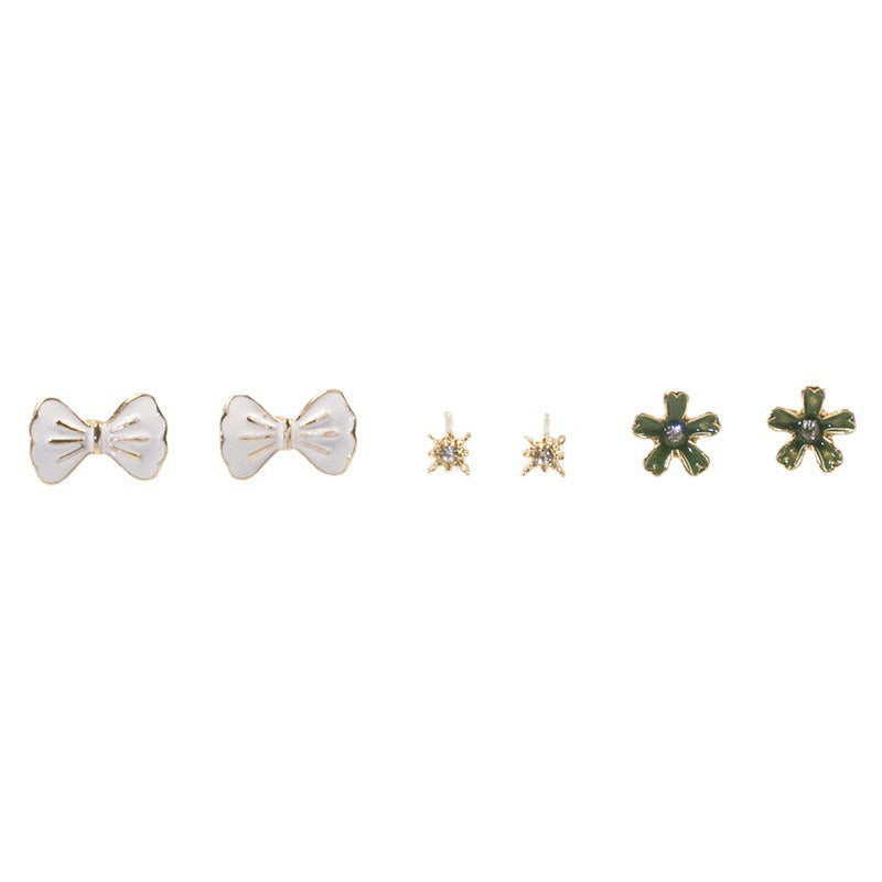 Cherry blossom bow flower stud earrings set