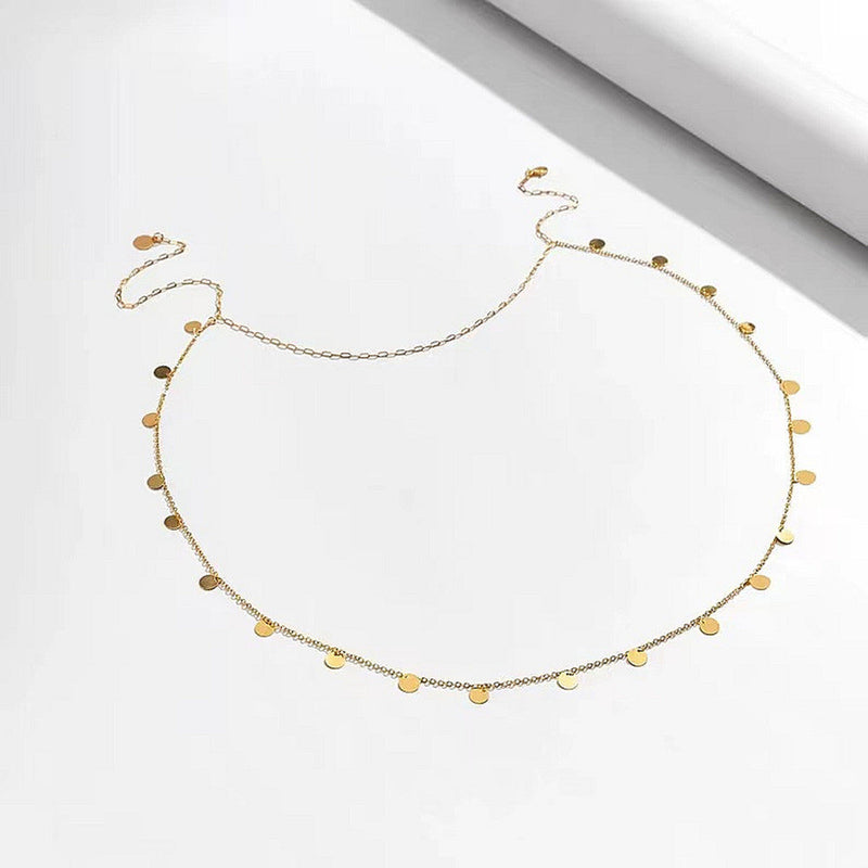 Bridal Beach Back Chain Sequin Pendant Necklace