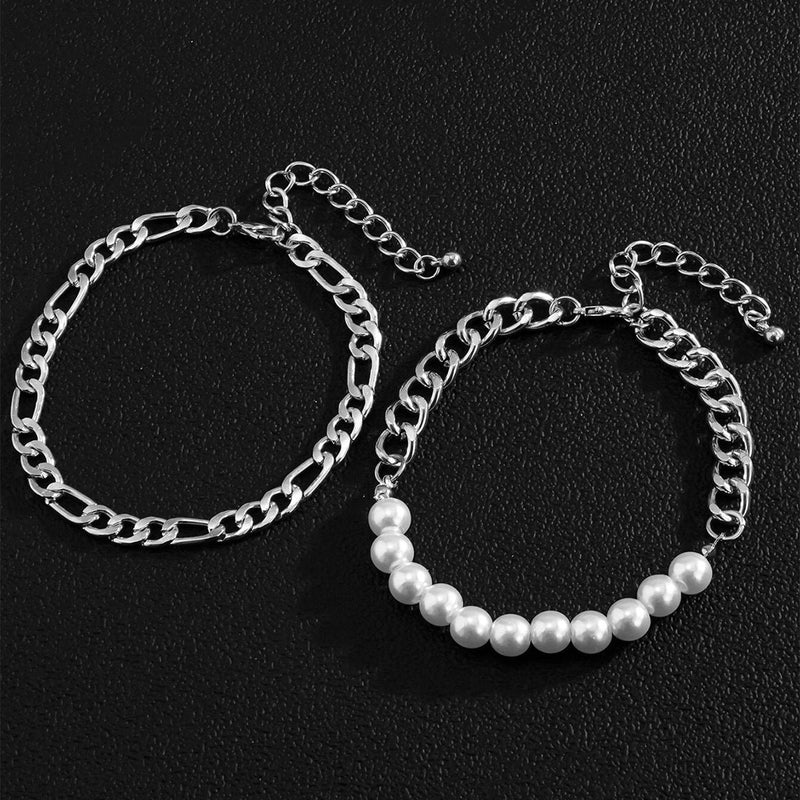 Cuba Chain Charm Bracelet Set