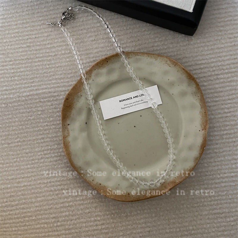 Round Clear Pearl Beads Strand Necklace