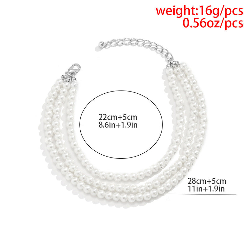 Imitation Pearl Beaded Tassel Anklet Jewelry