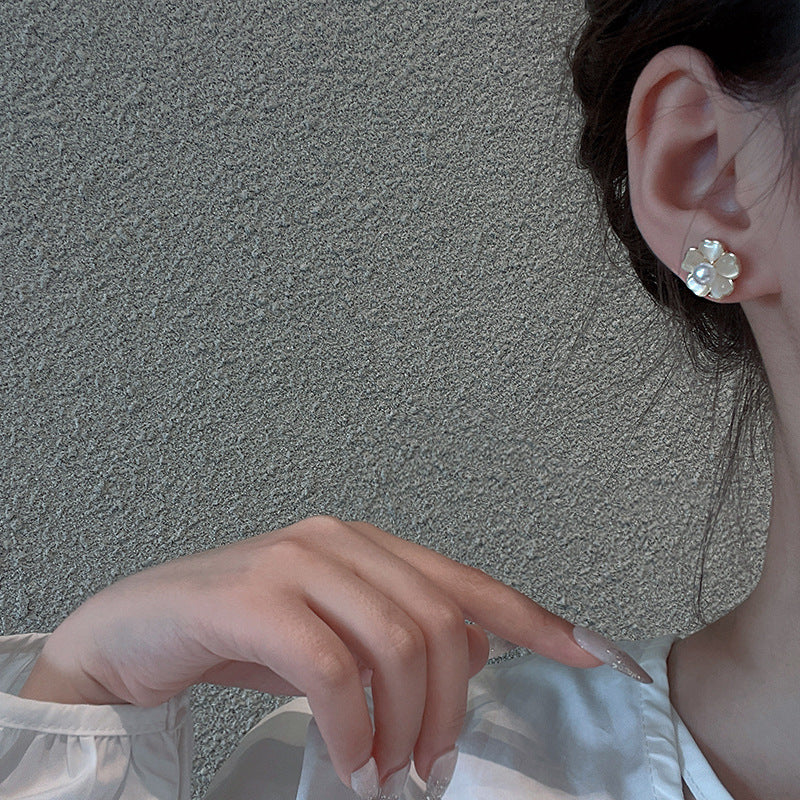 Opals Flowers Pearl Earrings