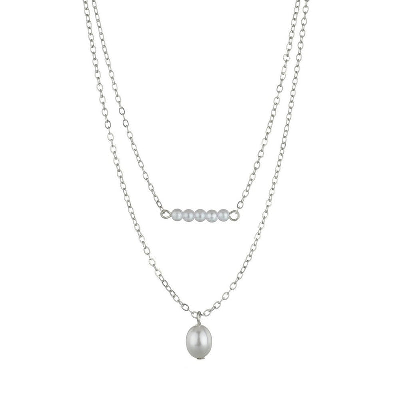 Multi-layered Pearl Pendant Necklace