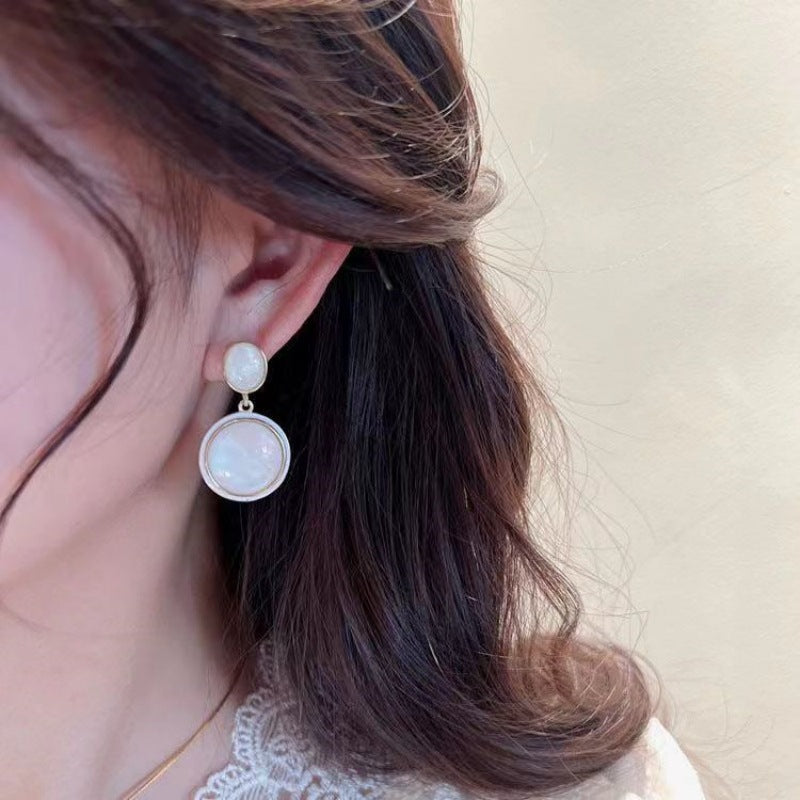 Double Layer Opal round Earrings