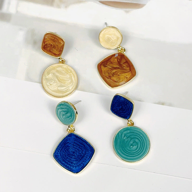 Asymmetric Blue Sky Round Earrings