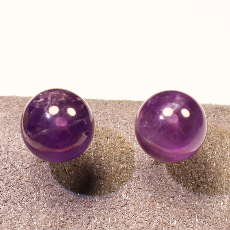Natural Agate Stud Earrings Simple Round Bead Earrings