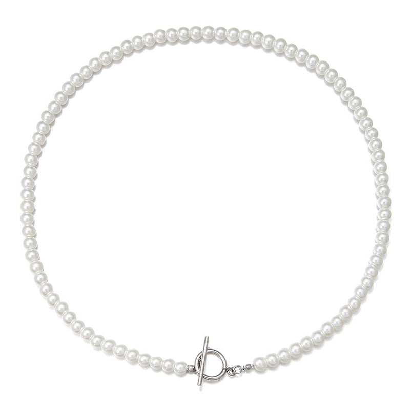 Faux Pearl Beaded Choker Necklace