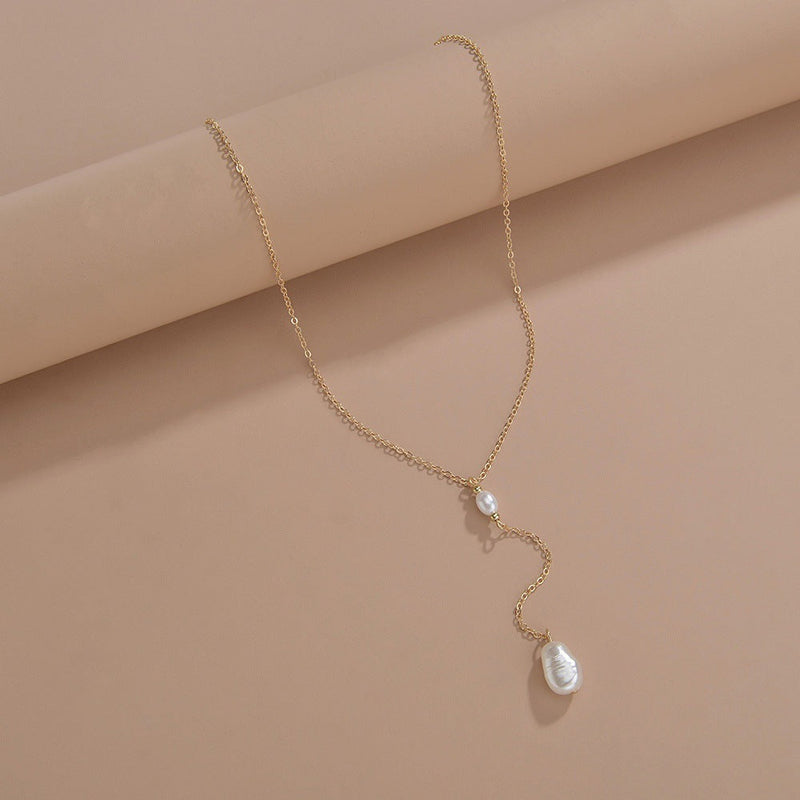 Women Pearl Sweater Chain Necklace