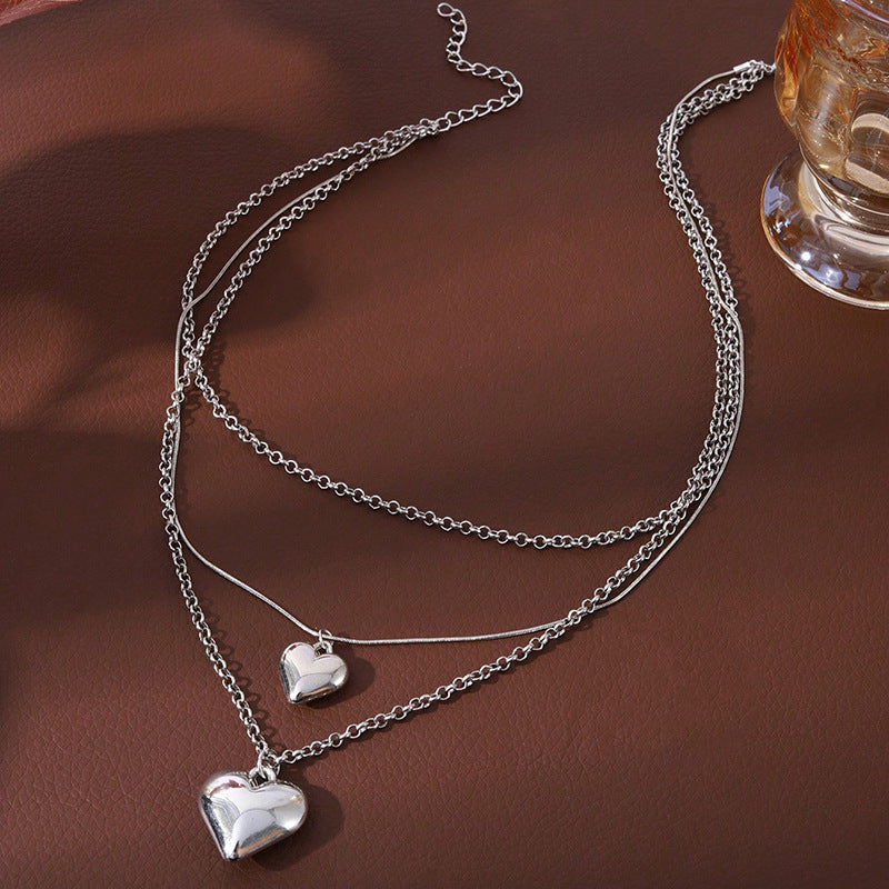 Heart Pendant Jewelry Necklace Multi Layer Necklace