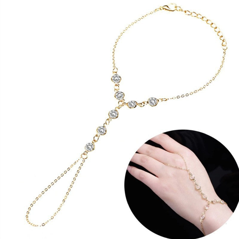 Rhinestone Chain Women Crystal Finger Bracelet