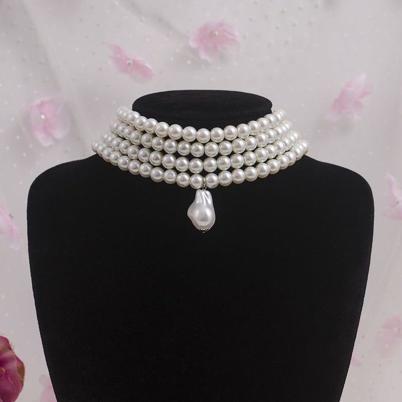 Multilayer Necklace Simple Pearl Choker Elegance Bridal Wedding Jewelry