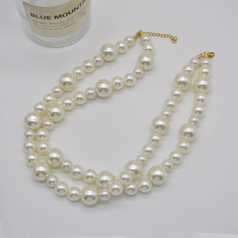 Boho Exaggerate Imitation Pearl Beaded Necklace Choker Women