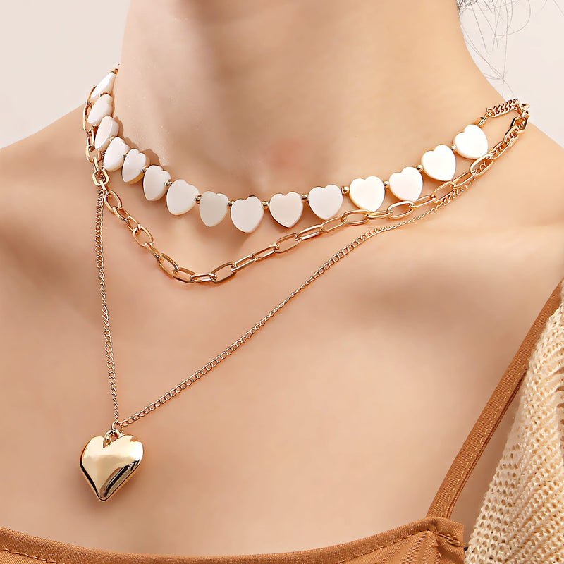 Baroque Style Imitation Pearl Peach Heart Necklace