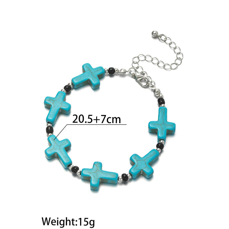 Turquoise Cross Stitching Bracelet