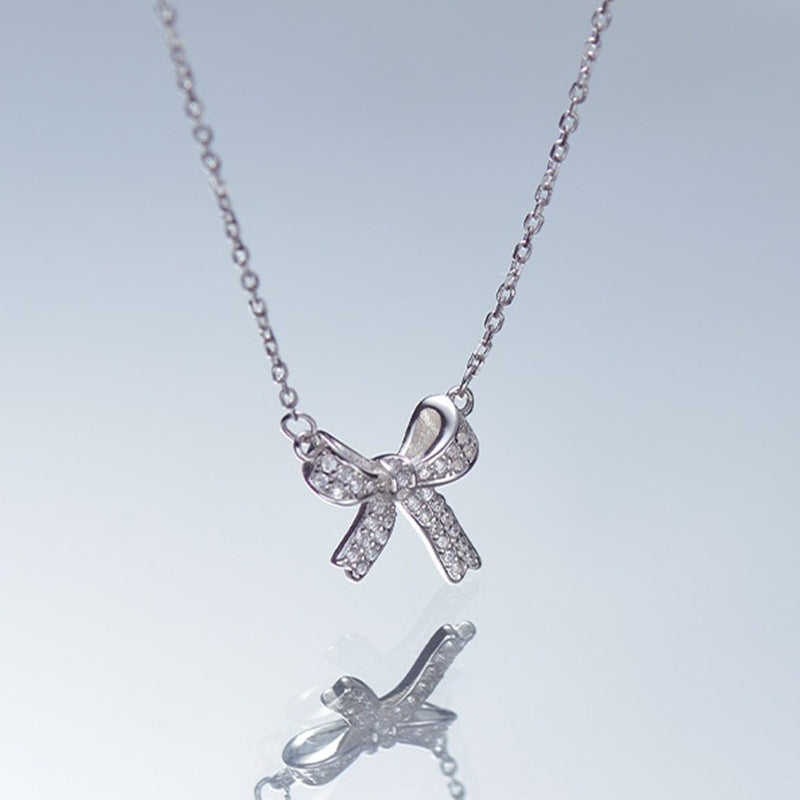Bowknot Rhinestone Chain Pendant Necklace