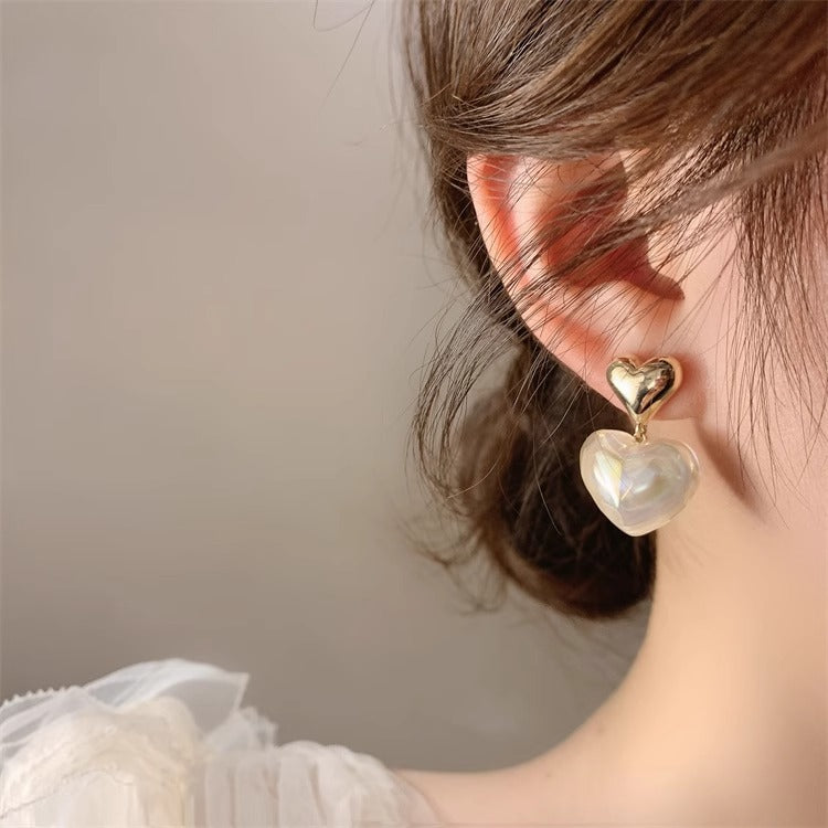 Double Heart Shape Stud Drop Earrings